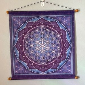 Purple boho sacred geometry wall hanging